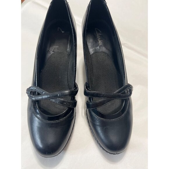 Clarks Womens Black Leather Heels 2.5 Inch Size 8.5 - Picture 8 of 10